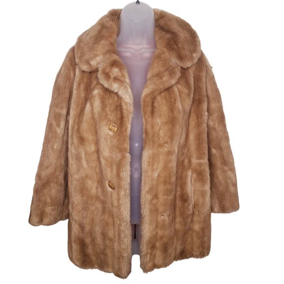 Vintage 60s 70s Tissavel France Faux Fur Coat Honey Blonde Fits S/M Glam - Picture 1 of 16